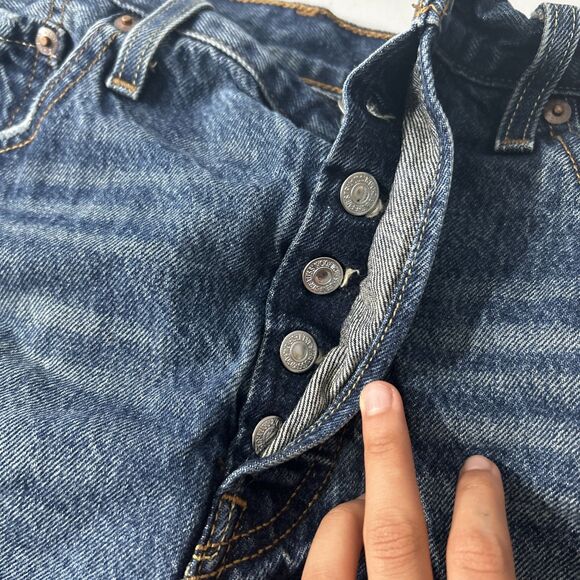 Levi 501 Denim Shorts Womens 31 Blue Micro Short Cut Off Big E Button Fly - Picture 8 of 8